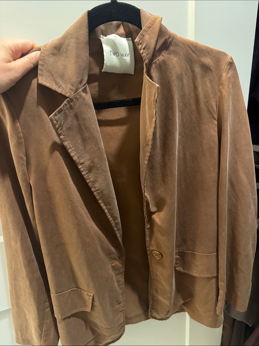 Women's Brown Suede-Look Blazer Jacket